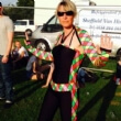 Racheal in her customized harlequin outfit.