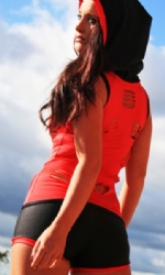 Red/Blk Hooded Vest and Shorts
