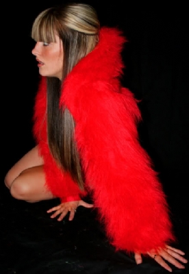 Xmas Fur HoodShrug Red