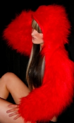 Xmas Fur HoodShrug Red
