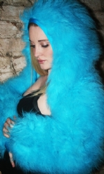 Fur hood shrug Turq
