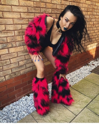 Crop camo fur coat