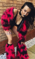 Crop camo fur coat