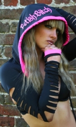 Slashed Hooded Shrug Blk/Pink