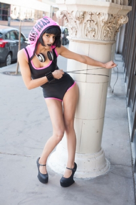 Contrast Hooded Leotard B/P