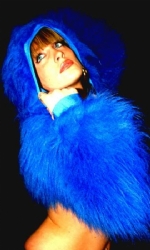 Fur Hood Shrug Blue