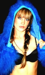 Fur Hood Shrug Blue
