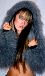 Fur Hood Shrug Grey