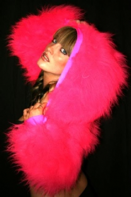 Fur Hood Shrug HotPink