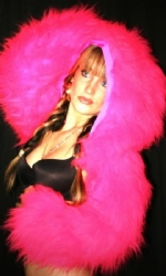 Fur Hood Shrug HotPink