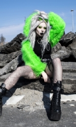Fur Hood Shrug Lime