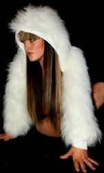 Fur Hood Shrug White