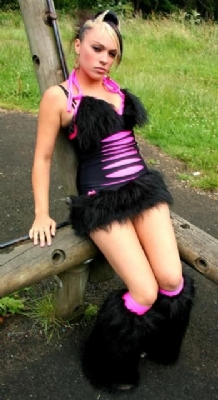 Oolala Slashed 2pc Blk/Pink