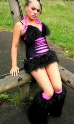Oolala Slashed 2pc Blk/Pink